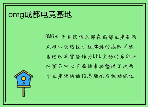 omg成都电竞基地